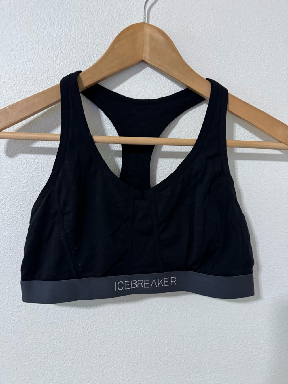 Icebreaker Merino Racerback Sport Bra Black Lightweight Performance-Large